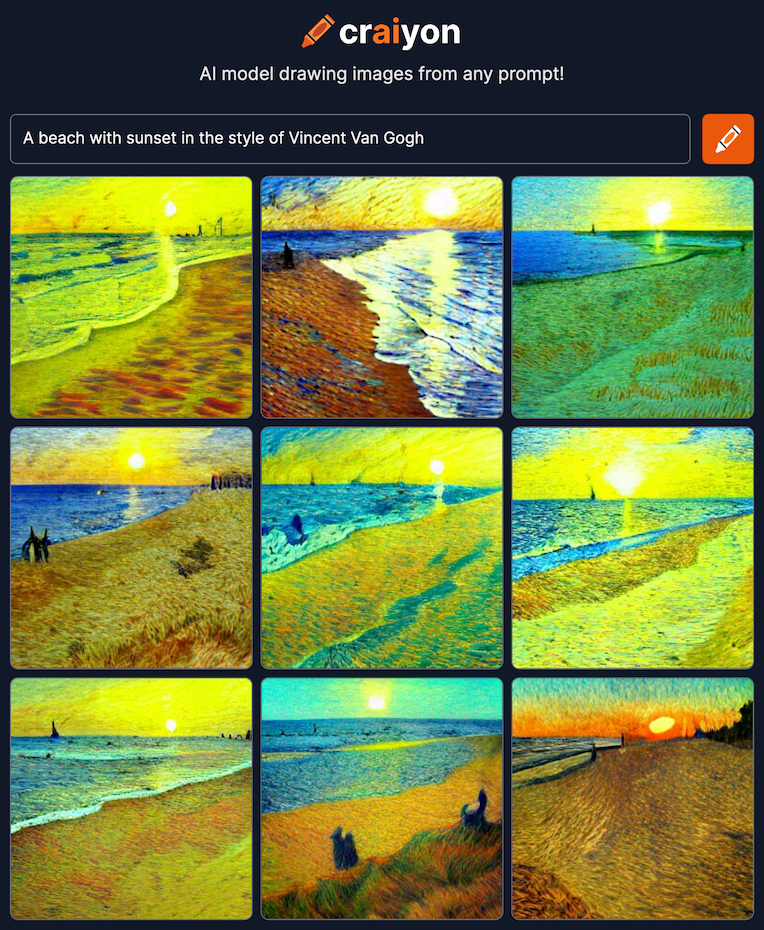 Craiyon 231109 A beach with sunset in the style of Vincent Van Gogh.png